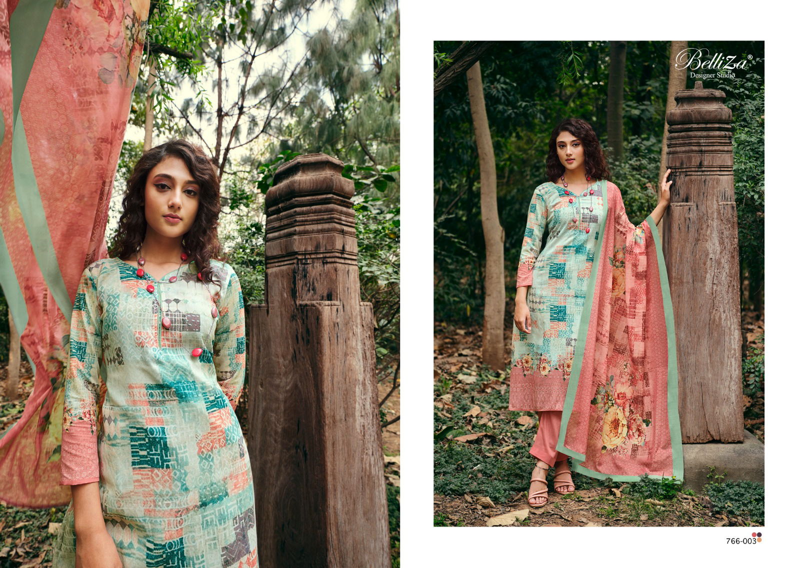 Belliza Chunri 766-001 To 766-006 Wholesale Cotton Dress Material